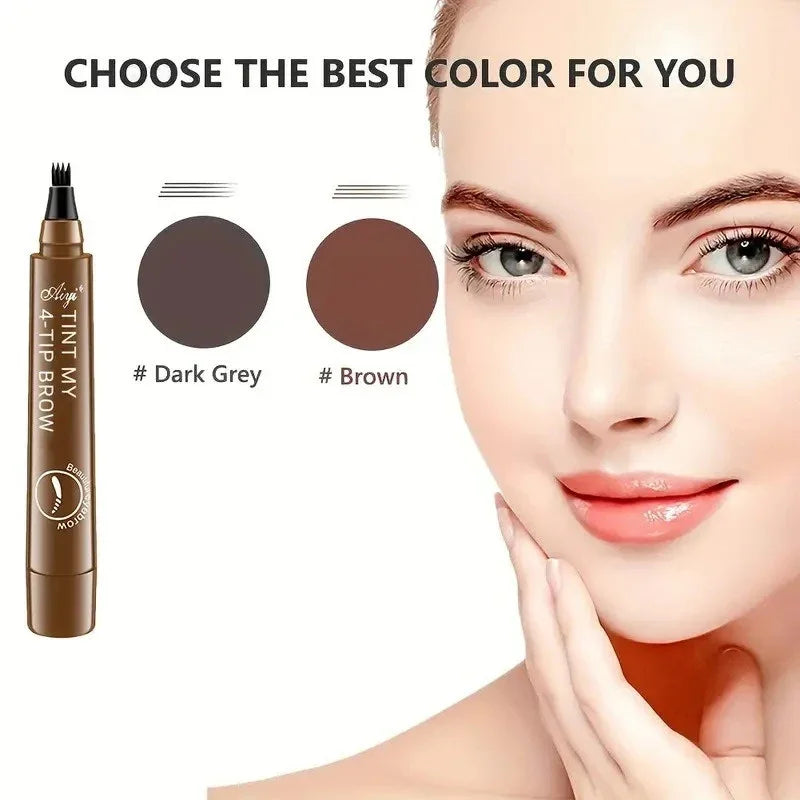 5 Colors 4 Point Eyebrow Pencil Waterproof Liquid Black Brown Eyebrow Pen Makeup Long Lasting Cosmetic 4 Split Tip Brow Pencil Zpaxo