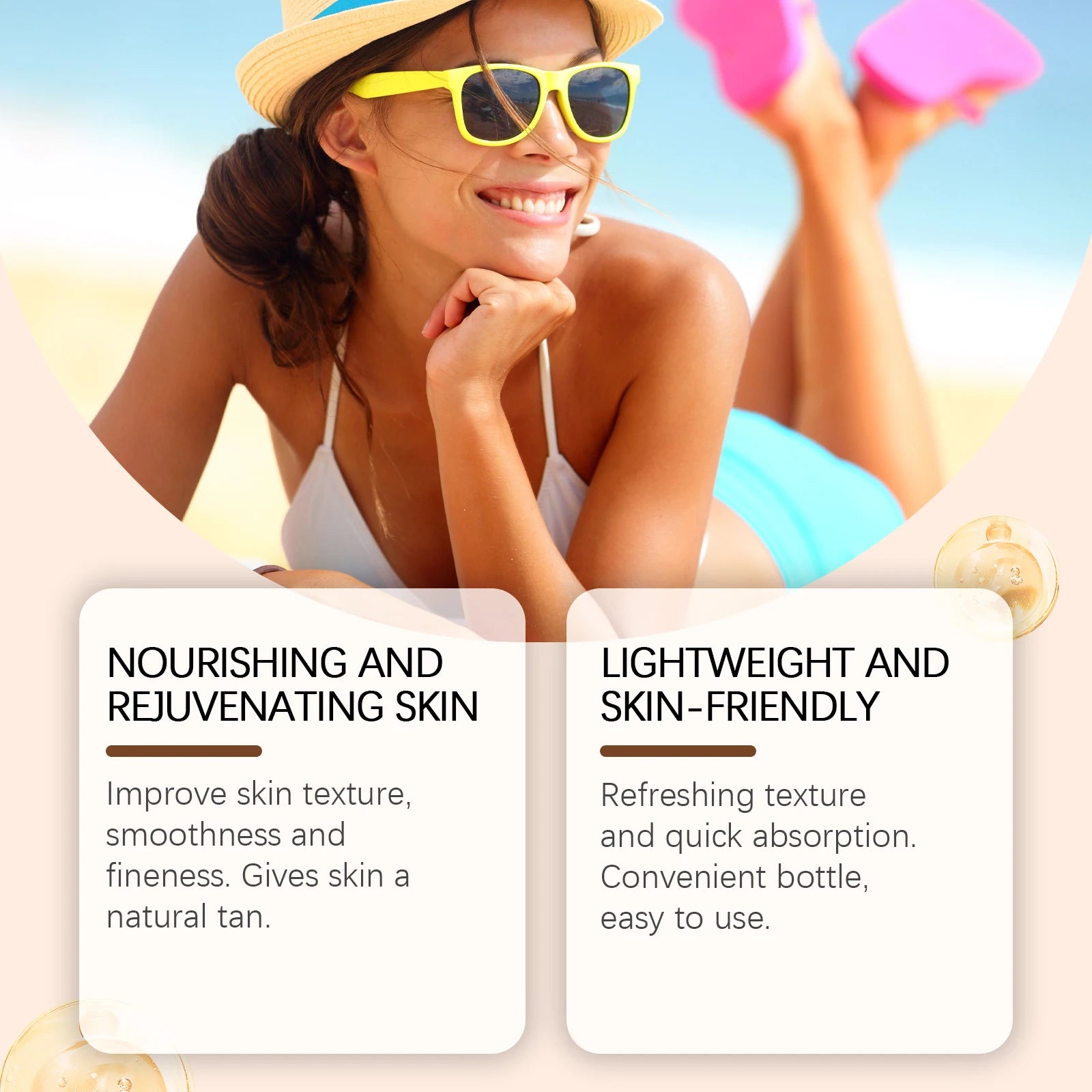 Coconut Tanning Oil Deep Bronze Natural Glow Long-Lasting Tanning Waterproof Moisturizing Smooth Beach Outdoor Self-Tanning Oil Zpaxo