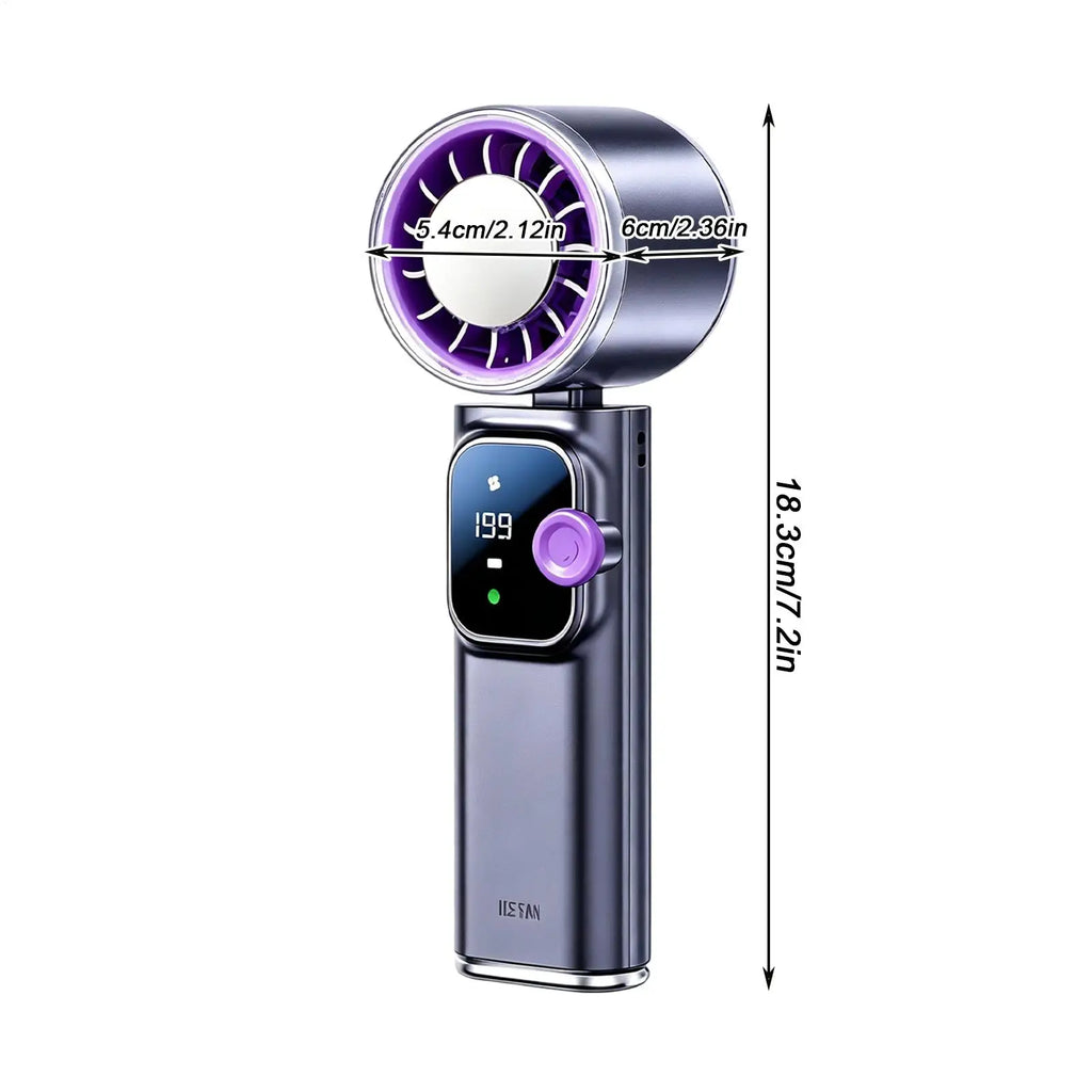 Handheld Fan 199-Speed Low-Noise 4000mAh Rechargeable Foldable Summer Tool Personal Fan Handheld For Beach Vacation Outdoor Zpaxo