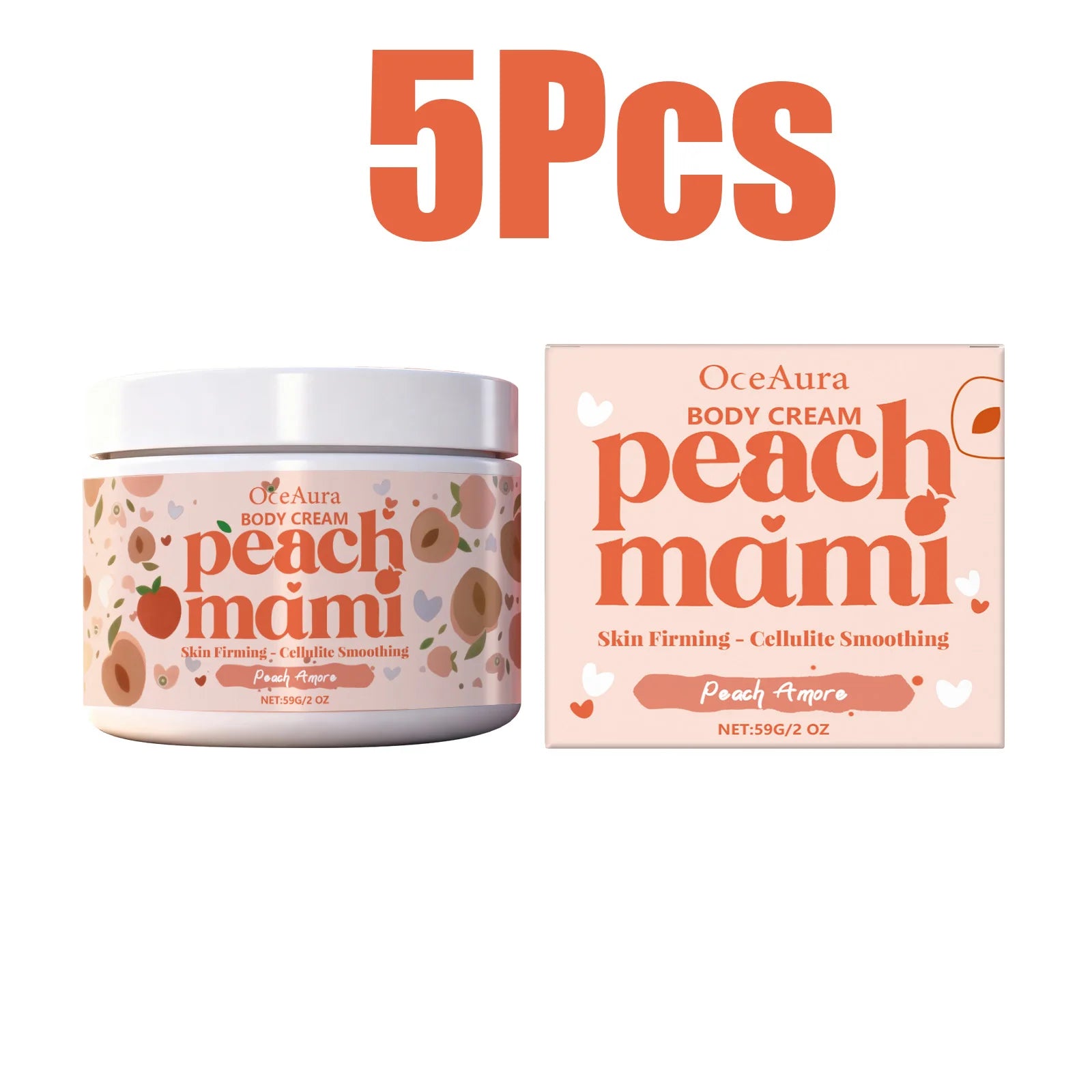 Peach Firming Body Cream Moisturizing Tightening Lifting Smoothing Skin Daily Use for Elastic Nourished & Protected Skin Zpaxo 5 x 59g Boxed