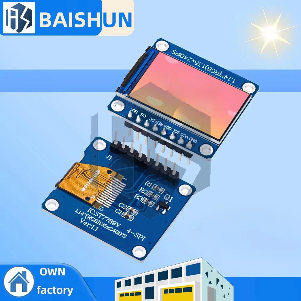 1pcs/5pcs/10pcs New IPS 1.14 inch 3.3V 8PIN SPI HD Full Color TFT Display Screen ST7789 Drive IC 135*240 Zpaxo