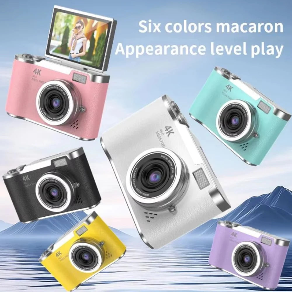 New 4K CCD 8X Digital Zoom Digital Camera for Student 48MP Compact Digital Photography Camera 180 Flip Screen Selfile Camera Zpaxo