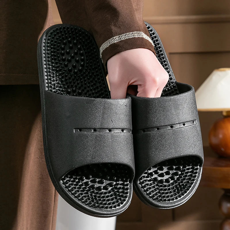 Summer Slippers Men PVC Massage Soft Non-slip Solid Comfortable