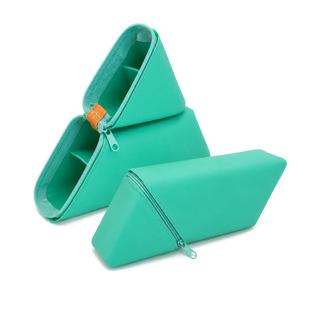 Stylish Portable Silicone Pen Holder Foldable Desktop Organizer Multi-Purpose Pencil Cup For Office School Supplies Stationery Zpaxo Green