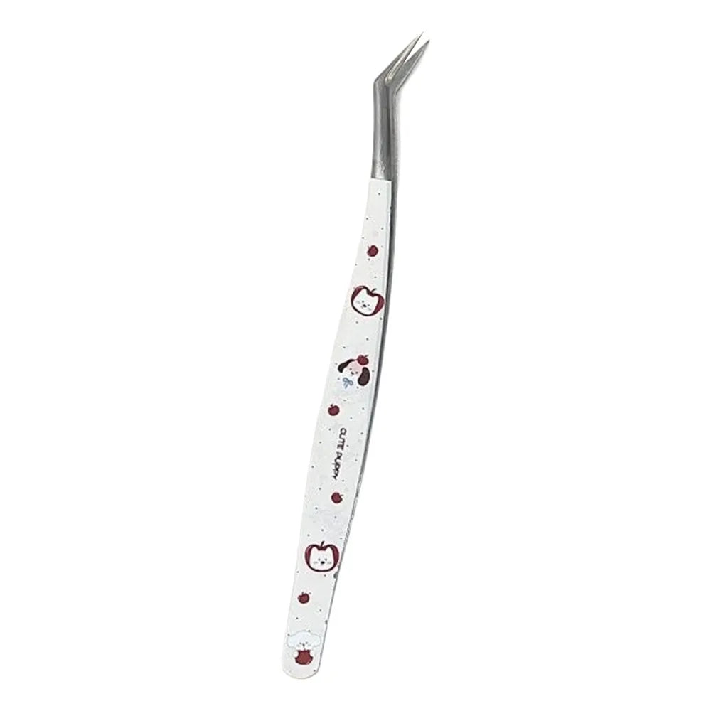 Stainless Steel False Eyelash Tweezers High Precision Anti-static Lashes Extension Tweezer With Leather Case Cartoon Zpaxo 12.8x1.2cm-no bag