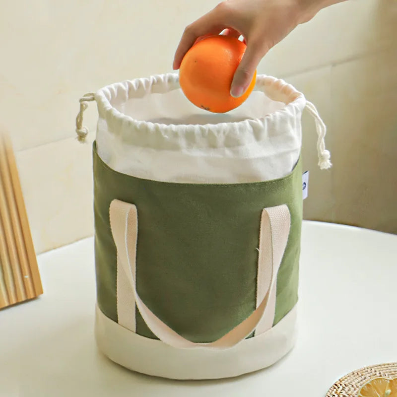 Thick canvas lunch ba hand-held rice bag insulated lunch bag student office worker portable drawstring lunch box bag Zpaxo