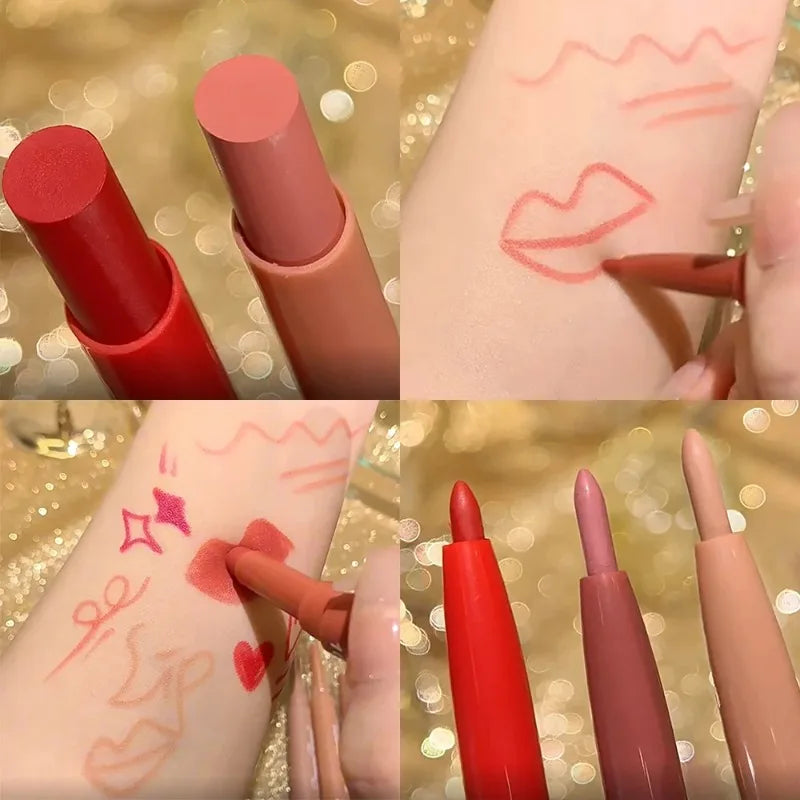 Waterproof Nude Matte Lip Liner Pencil Dual-ended Lipstick Lasting
