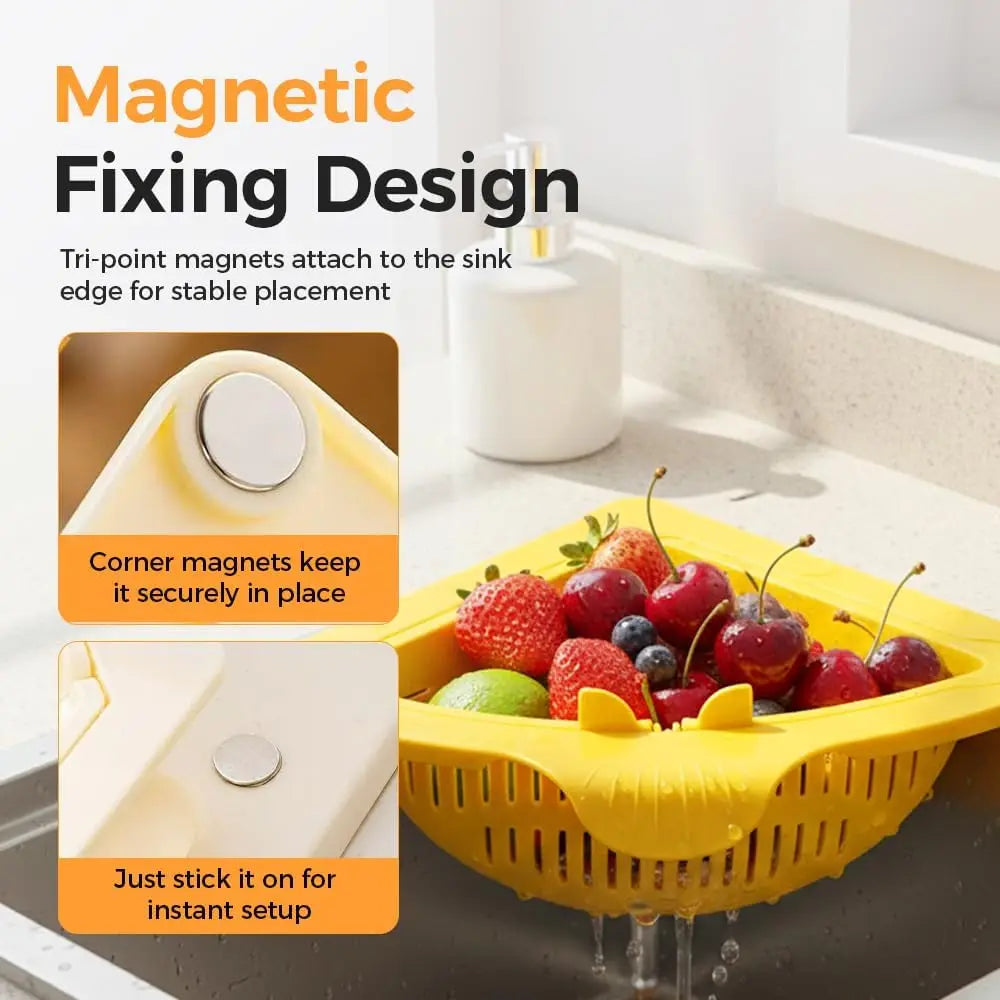 Magnetic Triangle Sink Drain Basket – Corner Strainer & Organizer Sink Drain Strainer Zpaxo