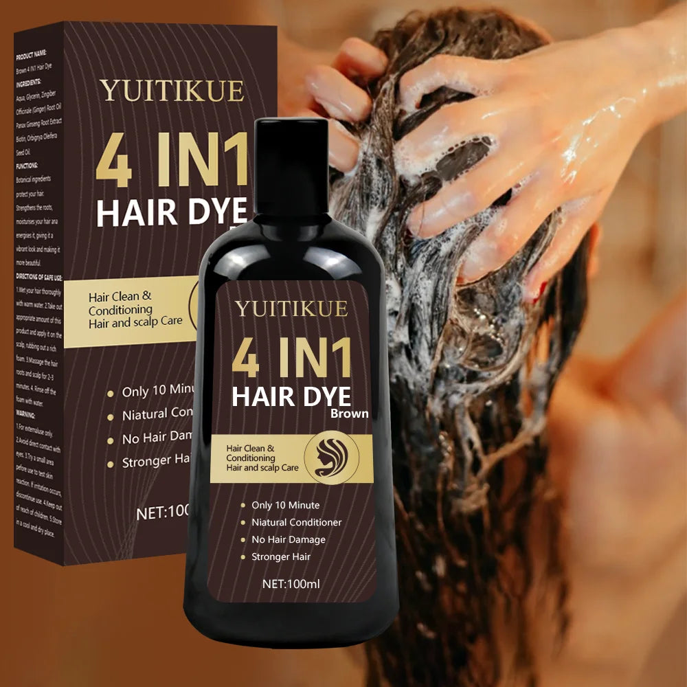 Organic Brown Hair Dye Shampoo – Covers Gray, 100ml | YUITIKUE Hair Dye Shampoo Zpaxo