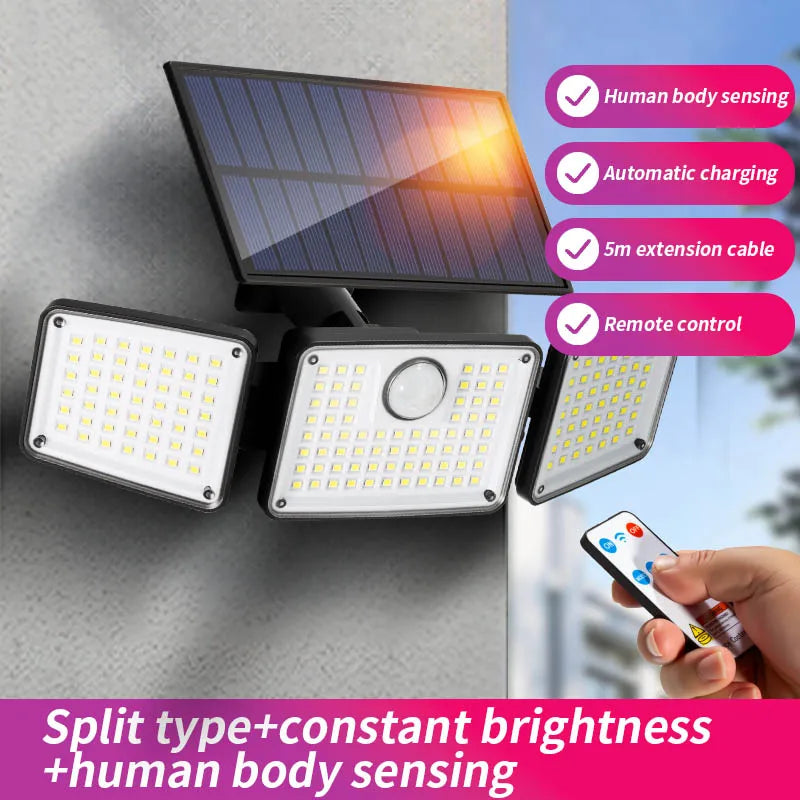 ESMARTER 164 LED Solar Outdoor Wall Light – Motion Sensor Garden