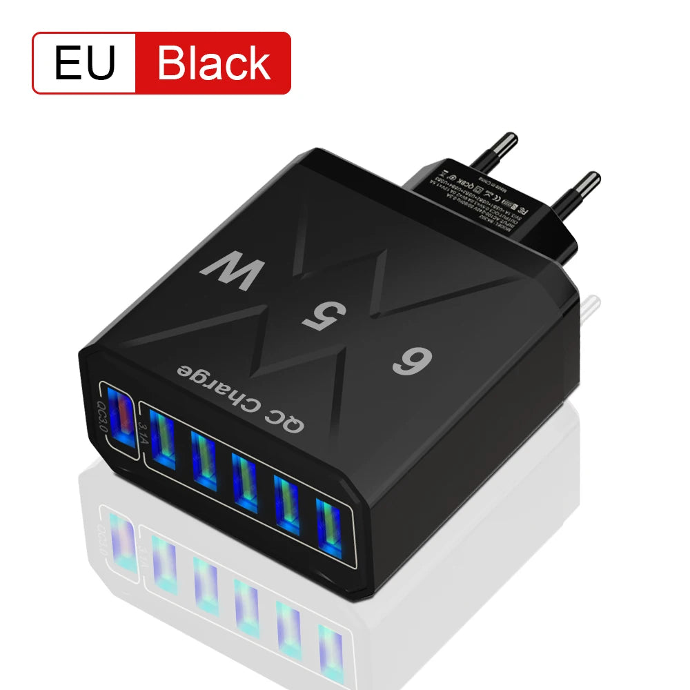 1 Fast Charging Total 65W Wall Travel Charger Adapter Quick Charge 3 Zpaxo EU Plug-Black