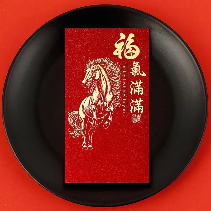 6pcs Pack 2026 Year Of The Horse Chinese New Year Lucky Money Envelopes, Cartoon Red Packet For Spring Festival Zpaxo B10