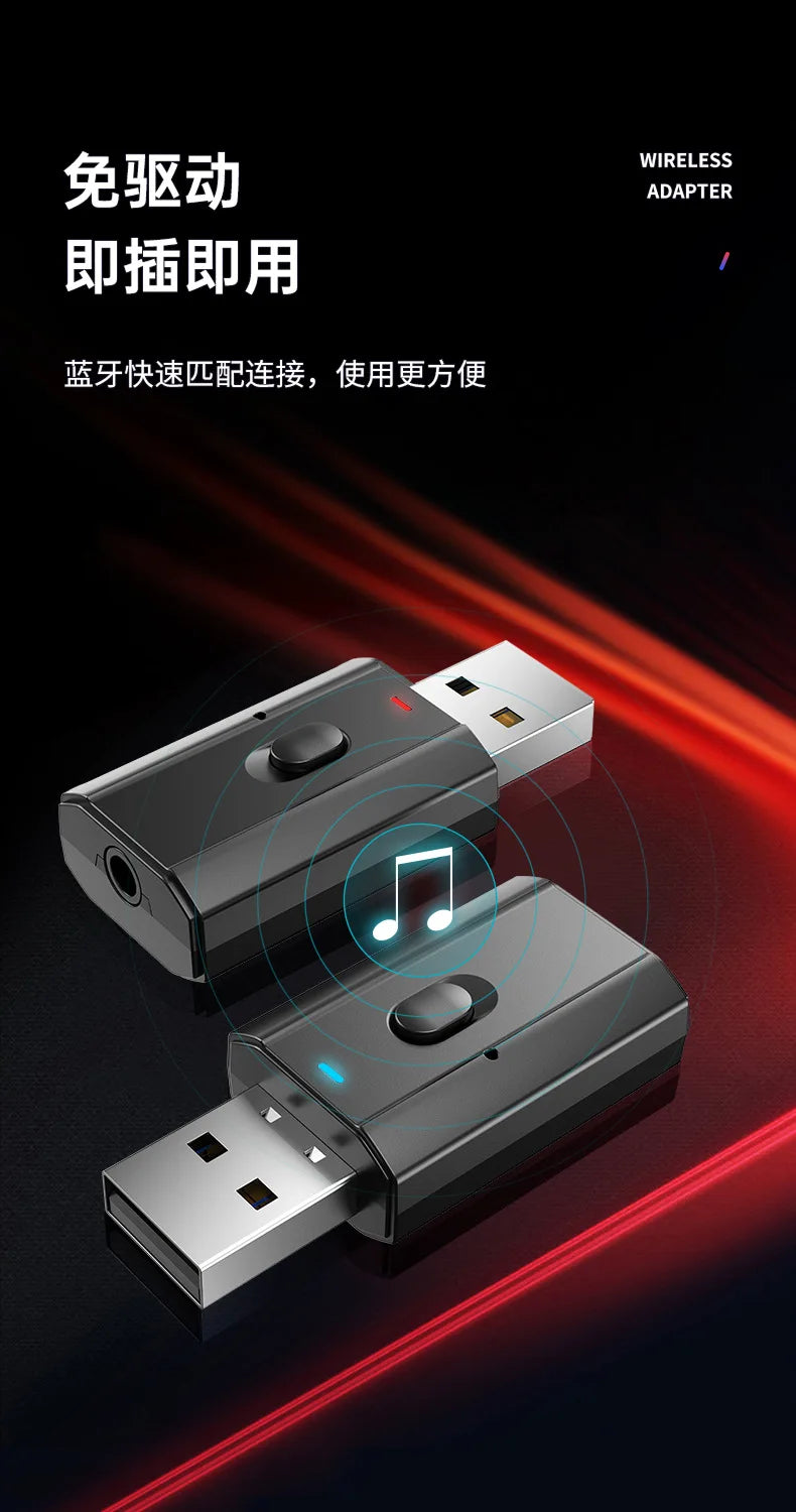 Bluetooth 2in1 5 0 Sender Receiver Wireless USB Aux Cable Audio