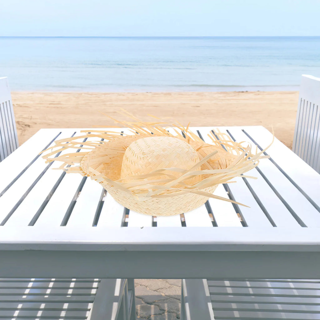 Hawaiian Straw Hat Wide Brim Chicken Nest Party Props Bucket Sun