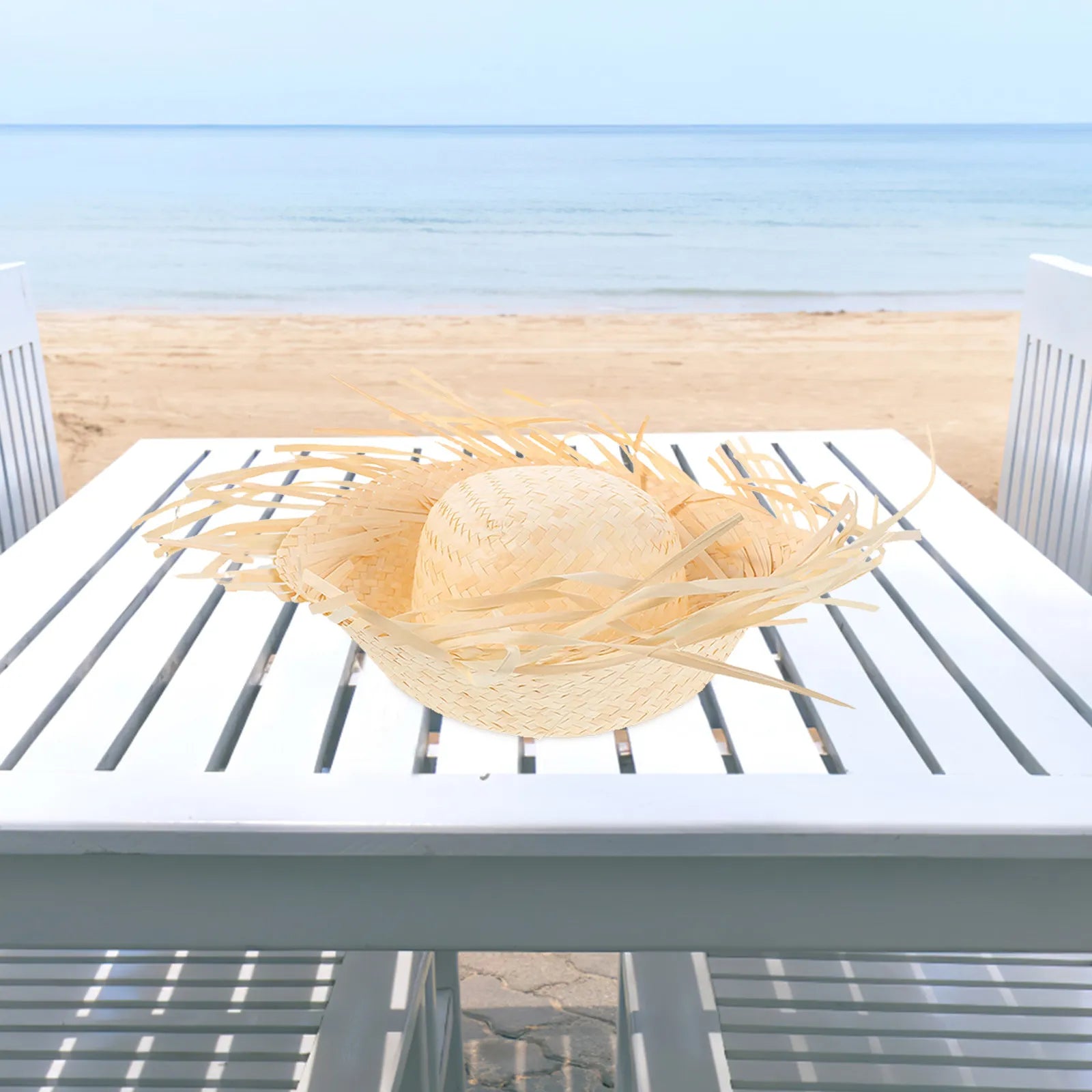 Hawaiian Straw Hat Wide Brim Chicken Nest Party Props Bucket Sun