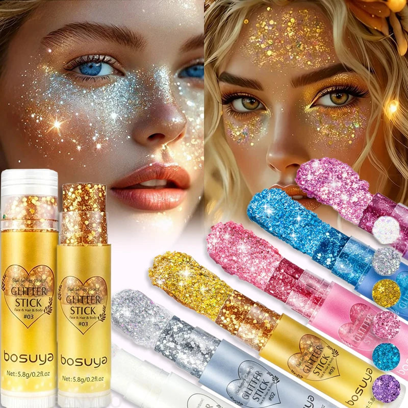 Sparkling Sequins Glitter Gel Stick Pearl Sequin Face Body Cosmetic