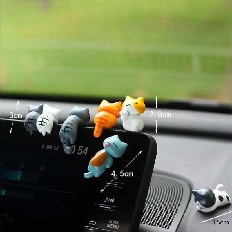 Cartoon Cat Figurines Car Dashboard Cute Miniature Accessories Zpaxo