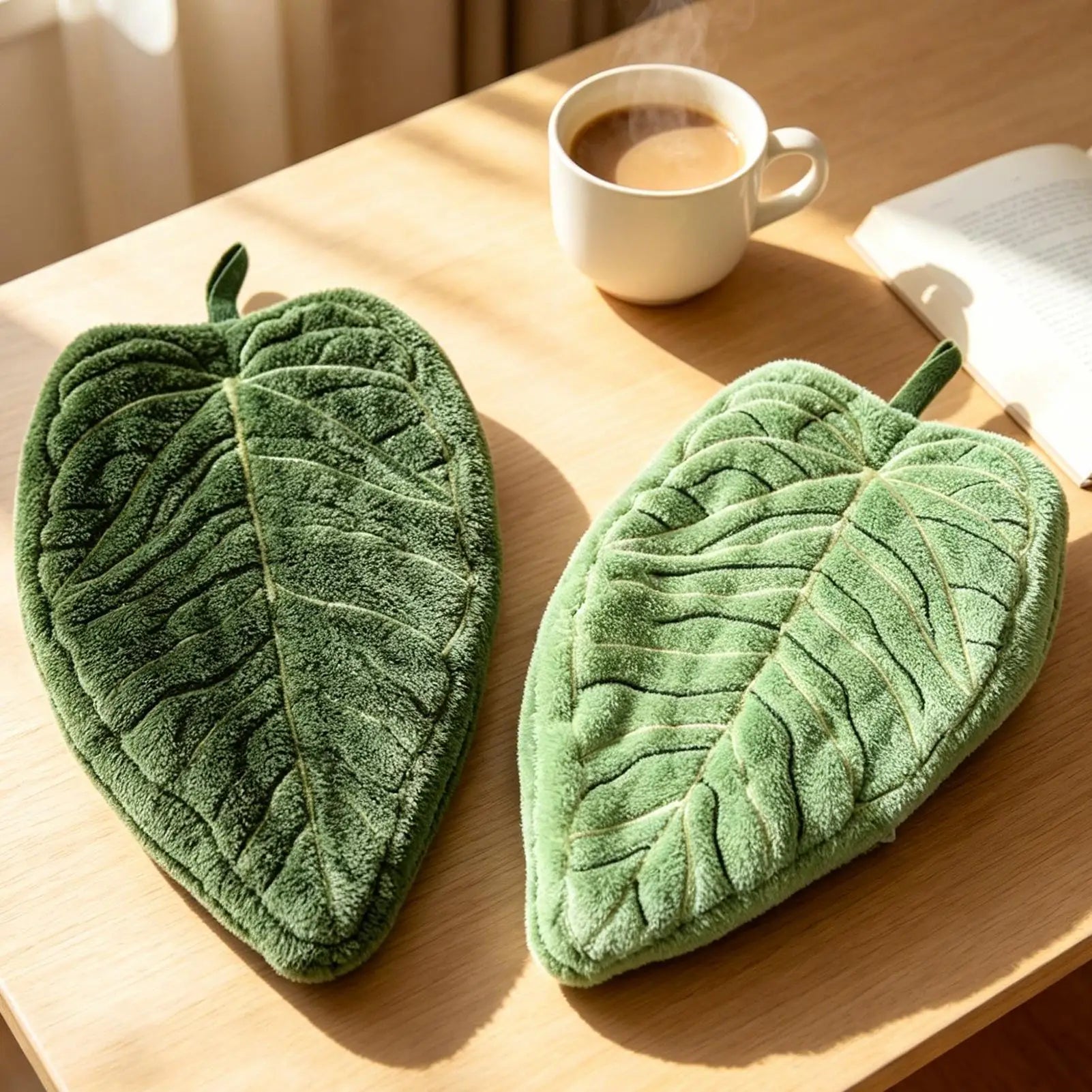 2Pcs Leaves Hand Towels Absorbent Kitchen Handkerchief Kitchen Accessories Bathroom Hands Towel Wall Hanging Kitchen Towels Zpaxo