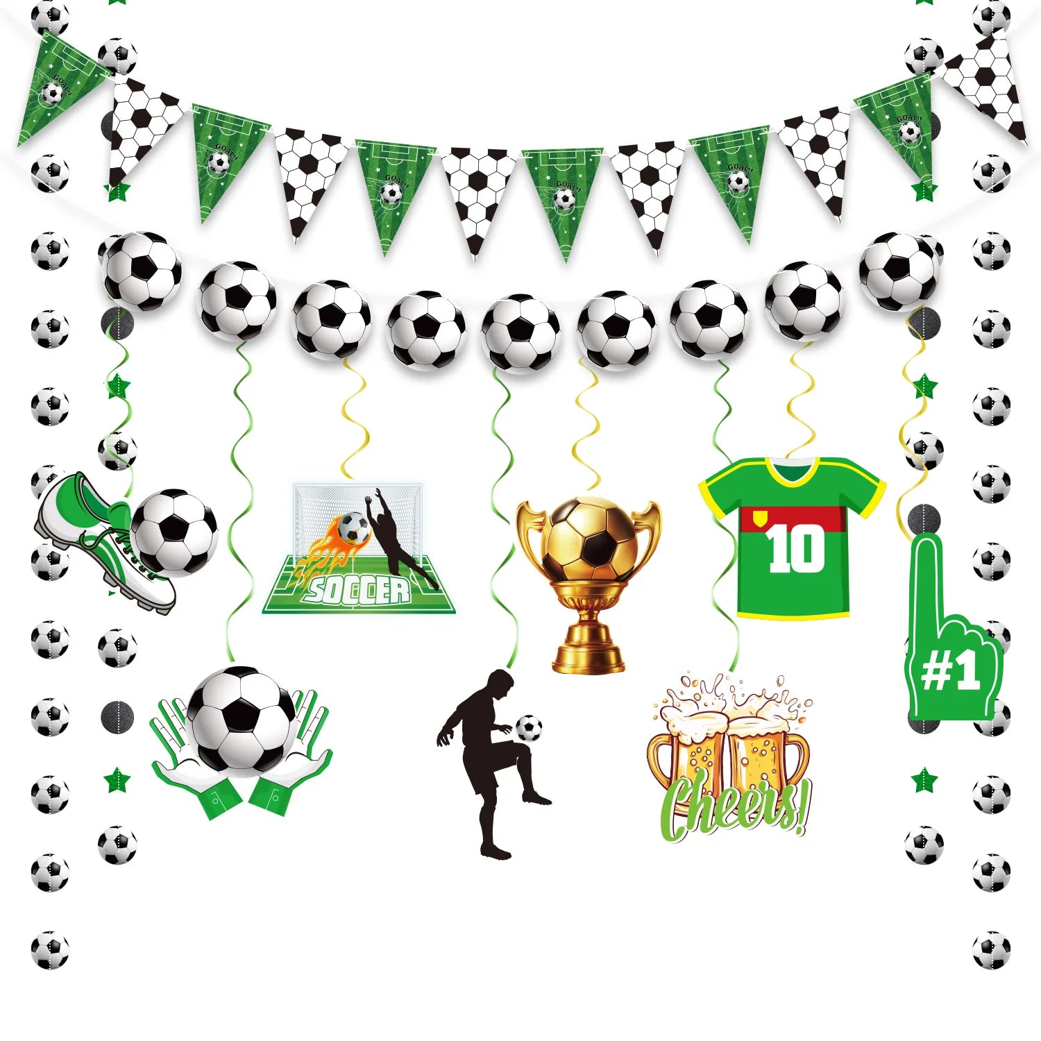 Soccer Match Banner Flag Party Decor Fan Cheering Game Day