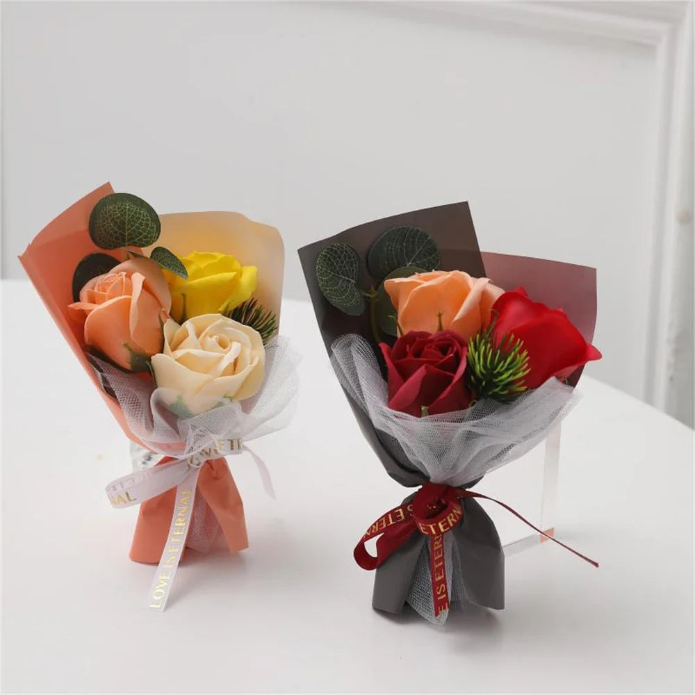 3-Head Soap Rose Bouquet – Floral Gift & Home Decor