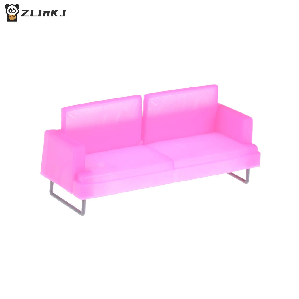 ▶1Pcs Princess Dollhouse Cute Miniature Furniture Pink Sofa Chair Model For Doll Zpaxo