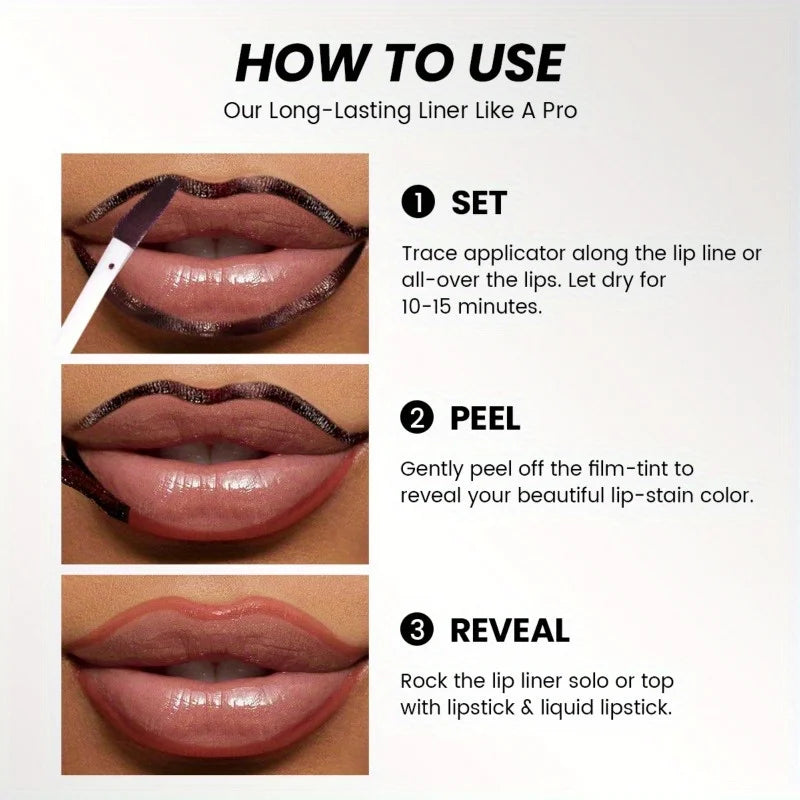 Rose Pink Peel Off Liquid Lipstick Waterproof Long Lasting LipGloss Matte Outline Contour Tattoo Lip Tear Pull LipLiner Cosmetic Zpaxo