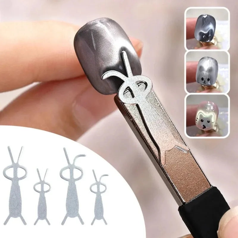 Rabbit Shaped Cat Eye Magnet Flexible Iron Wire Creating Heart Effect