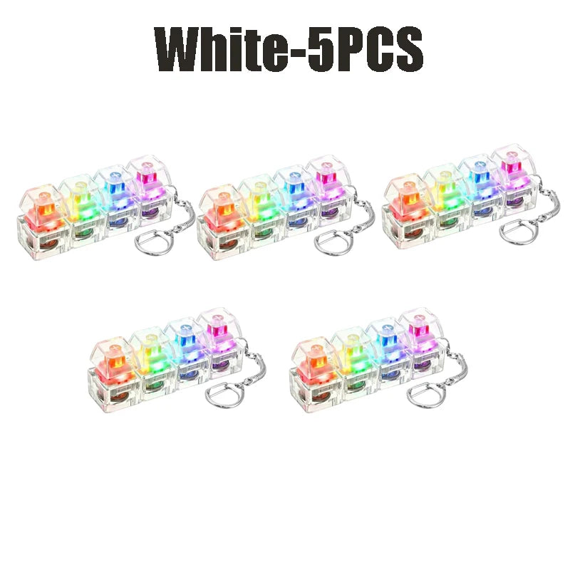 LED Light-up Keyboard Keychain Clickable Buttons Stress Relief Fidget Zpaxo White-5PCS