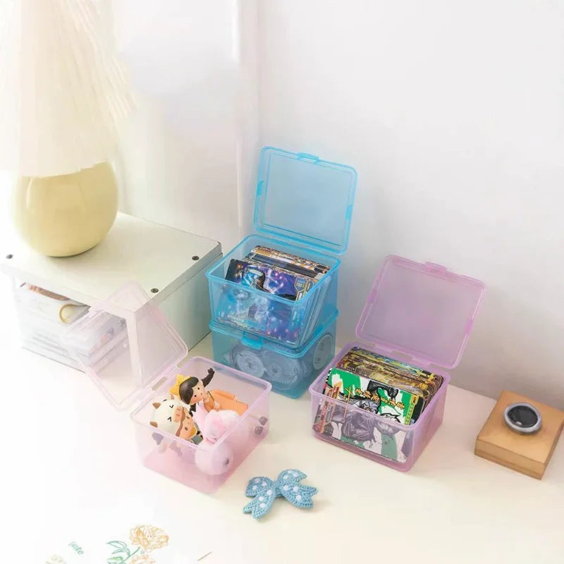Desk Organizer Box Classification Box New Transparent Plastic Storage Box Stationery Photocards Small Card Storage Box Zpaxo