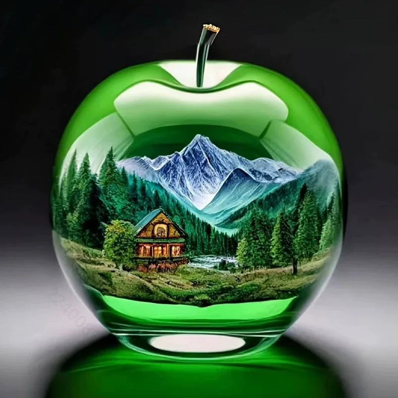 2D Acrylic Apple Landscape Ornament | Tabletop Home Decor