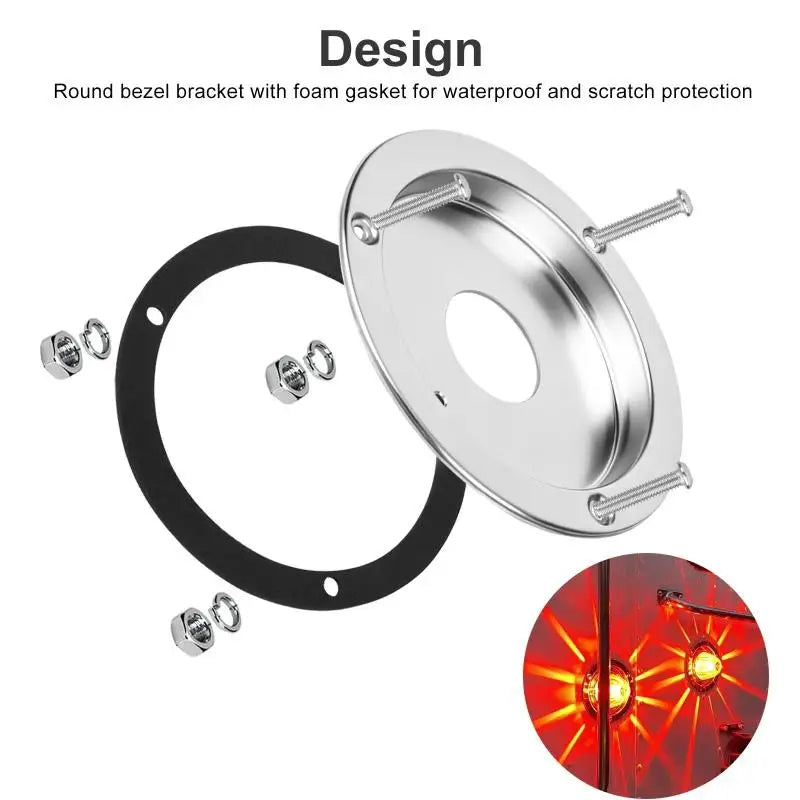 4" Watermelon Light Mounting Bracket Chrome Stainless Bezel 2-Pack
