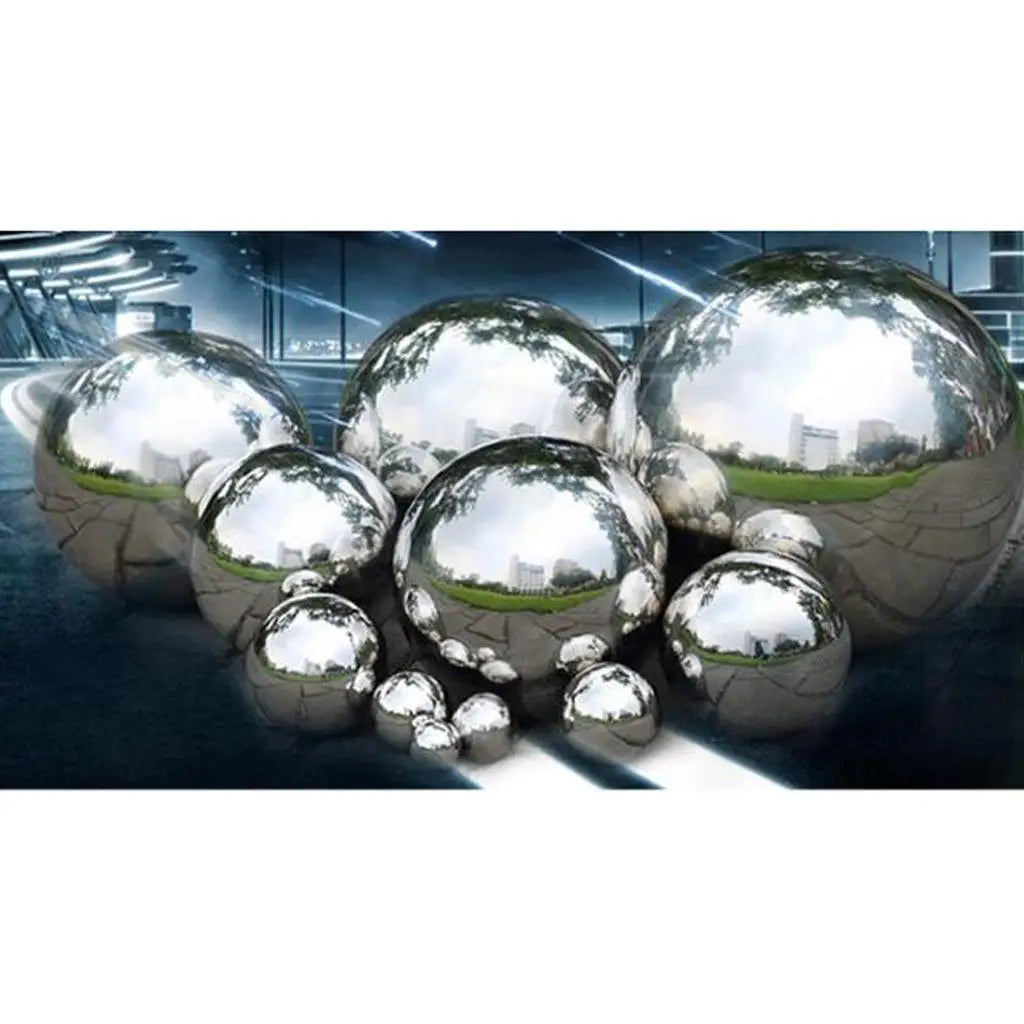 Stainless Steel Balls Modern Metal Garden Decor Shiny Ornament Sphere Zpaxo