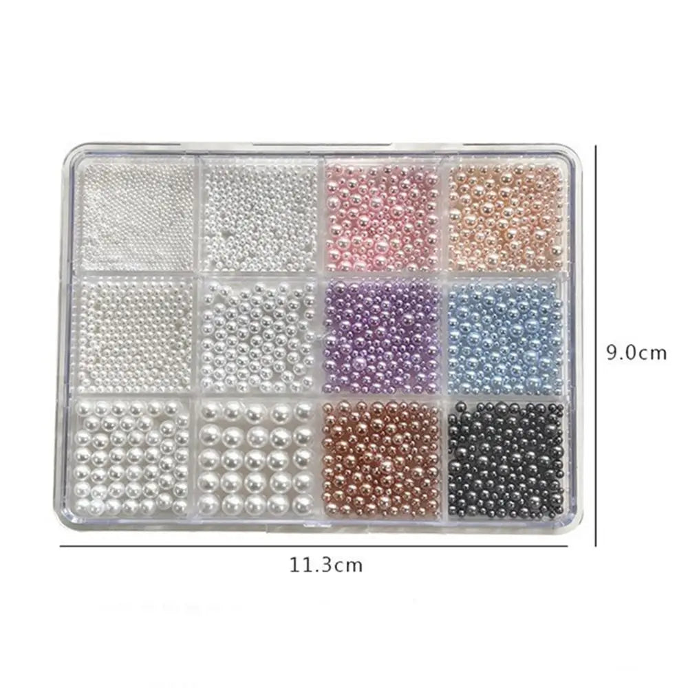 Mixed Sizes Pearl Nail Charms Round 3D Flat Bottom Art Decorations Zpaxo