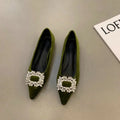 Flat Shoes Women Pointed Single Shoe Women's Shoes 2025 New Spring and Autumn Season Temperament Red Large Size Women's Shoes Zpaxo Green 45