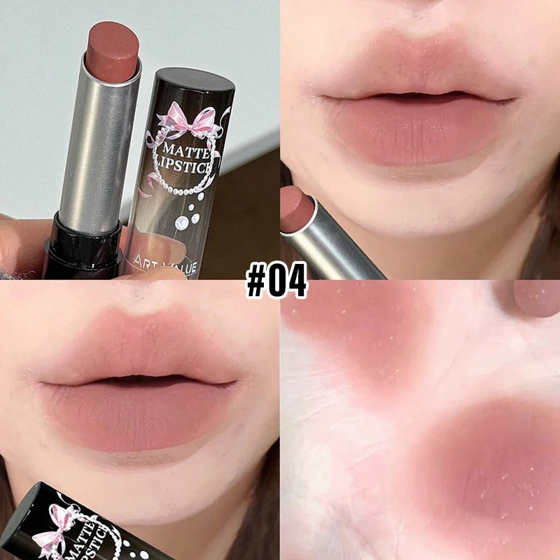 6 Pearl Matte Velvet Lipstick Non-stick Cup Long-lasting Soft Mist Zpaxo 04