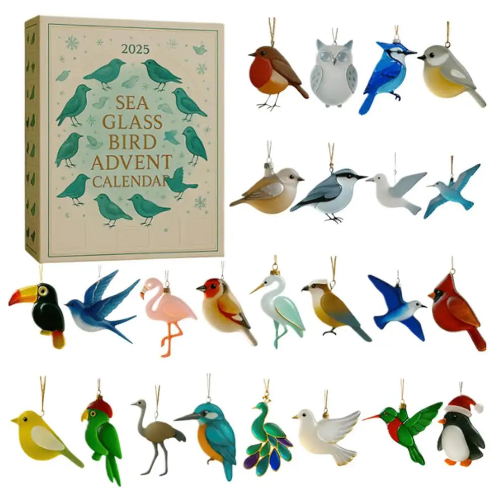Bird Christmas Advent Calendar 2025 24 Days 2D Acrylic Pendants