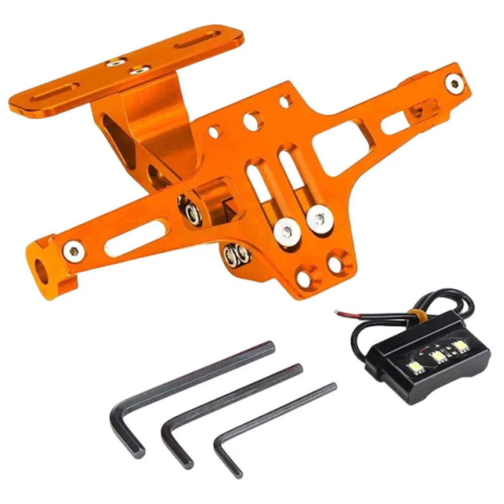 Aluminum Alloy Motorcycle Rear License Plate Mount Adjustable Zpaxo Orange