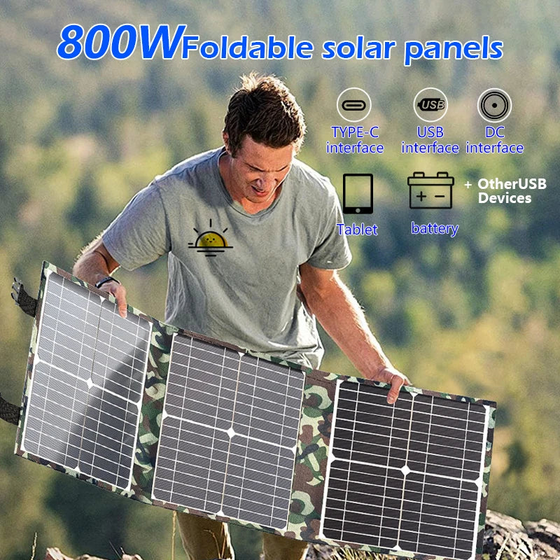 100-800W Foldable Solar Panel Kit - Complete MPPT Power Station for Car Boat Caravan & Camping 18V Portable Generator Zpaxo