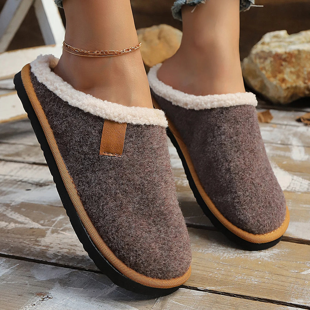 Women Cotton Slippers Fashion Home Couples Slippers Winter Thick Bottom Anti-Slip Shoes Women Comfortable Warm Slides Women Zpaxo