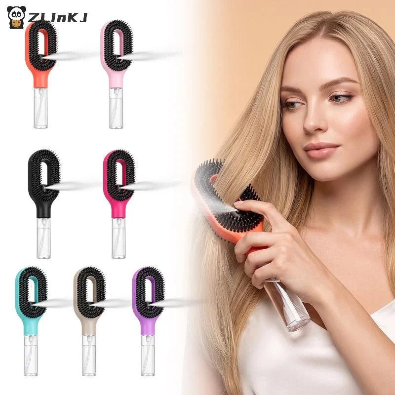 ▶1Pcs Refillable Liquid Water Spray Paddle Comb Anti Static Spray Hair Brush Soft Bristle Hair Styling Massage Comb For Home Zpaxo