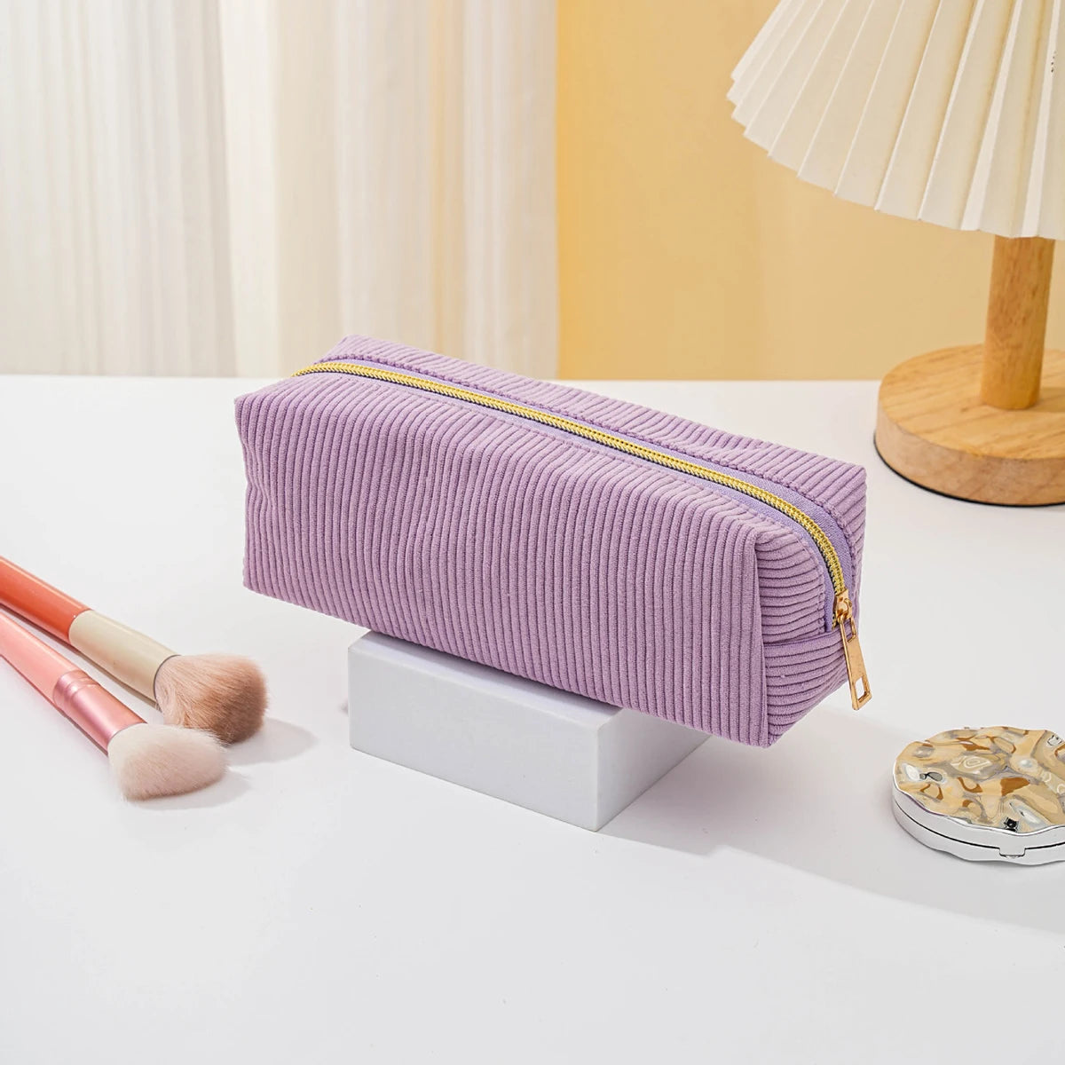 Pencil Case Solid School Supplies Large Capacity Stationery Bag