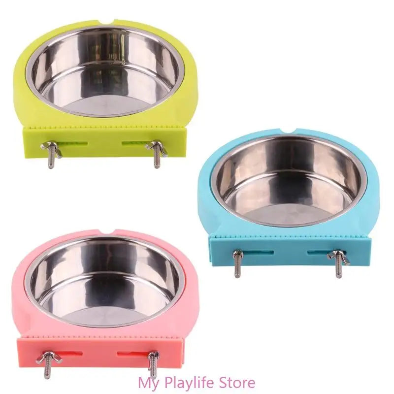 Pet Crate Bowls Dog Bowl Removable Stainless Steel Hanging Feeder