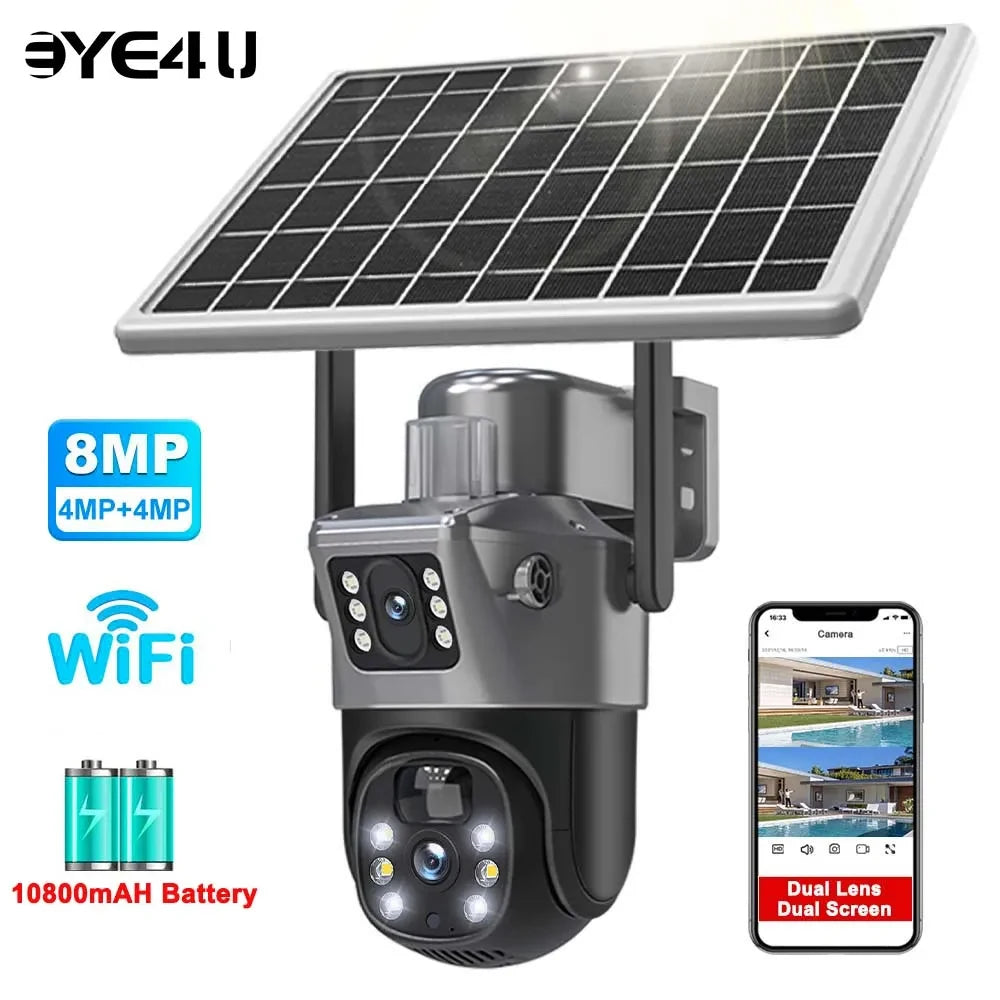 4K 8MP Dual Lens Solar Camera Outdoor Security Wifi Surveillance Zpaxo