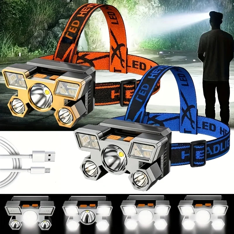 5-LED Rechargeable Headlamp – Camping, Fishing & Hiking Light