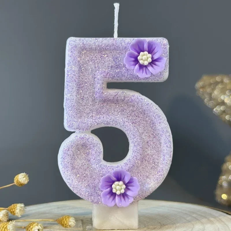 3D Purple Flower Number Cake Candles | Birthday Party Decor Number Cake Candles Zpaxo 5