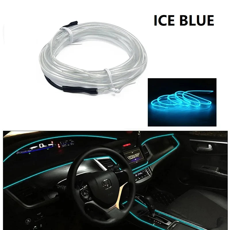 5M USB Car Interior LED Strip Ambient Neon Atmosphere Light Car Ambient LED Strip Zpaxo Ice Blue