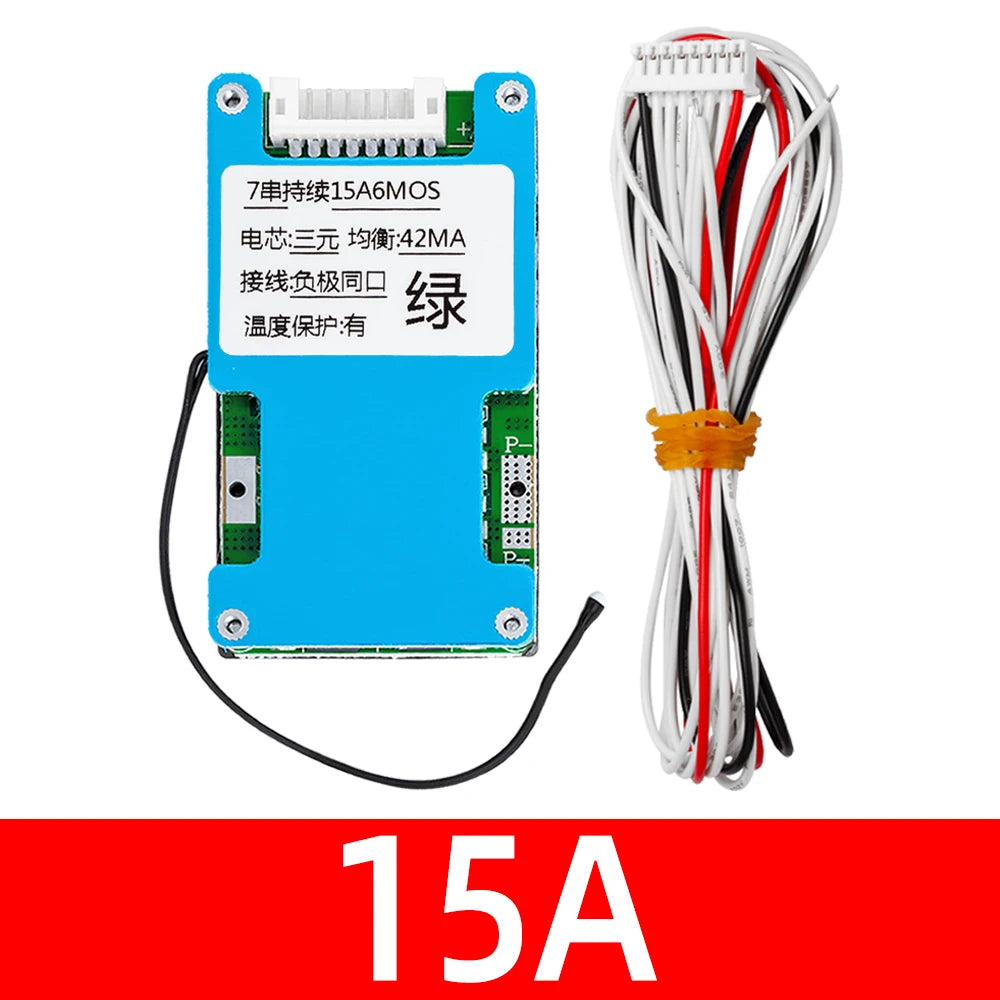 BMS 7S 24V 15A 20A 25A Li-ion Lmo Ternary Lithium 18650 Battery Zpaxo 7S 15A 6MOS