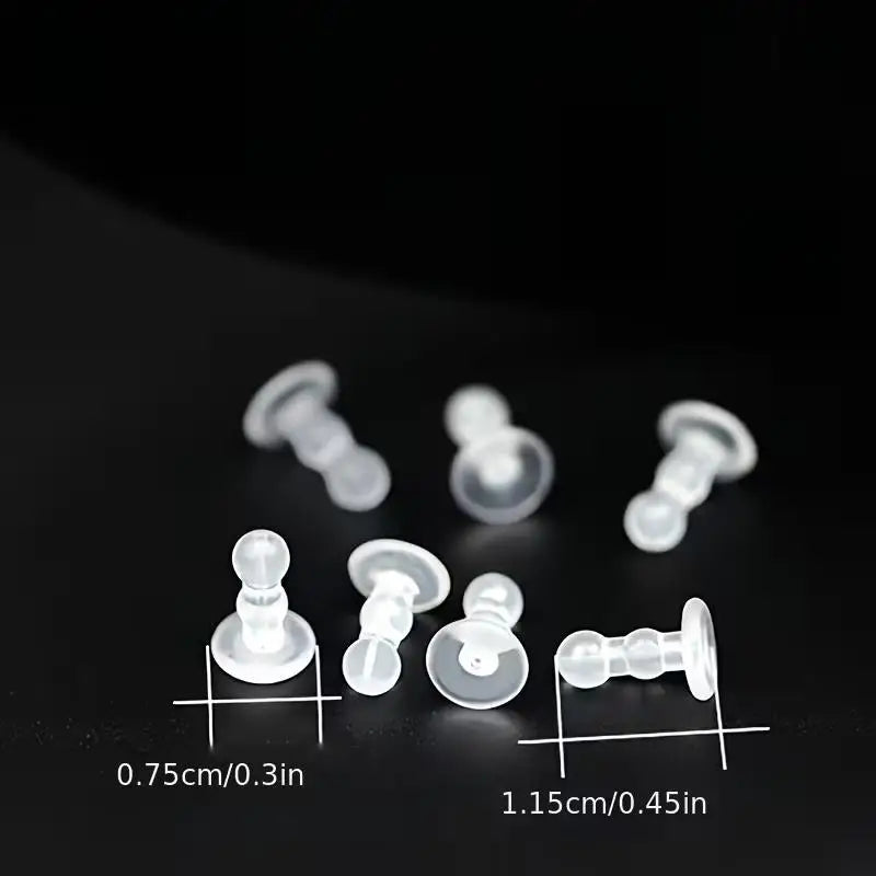 12pcs Silicone Ear Stud Backings – Anti-Piercing Full Coverage Plugs, Transparent DIY Jewelry Supplies Zpaxo