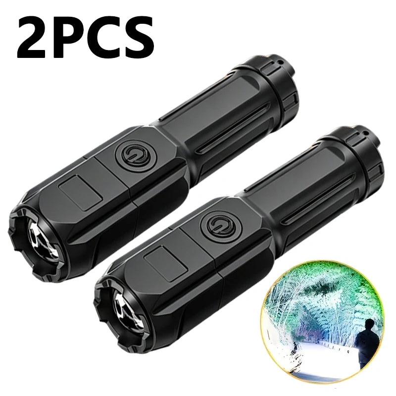 Powerful LED Flashlight Rechargeable USB Waterproof Zoom Fishing Hunting Camping High Lumen Tactical Flashlight LED Torch Zpaxo 2PCS ZOOM