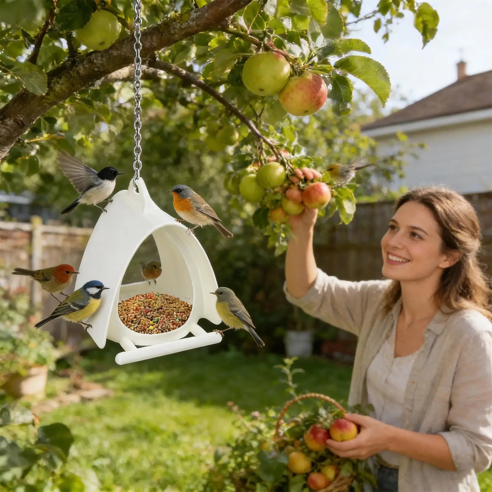 Hangable Bird Feeder House Shape Garden Nest Feeding Station Backyard
